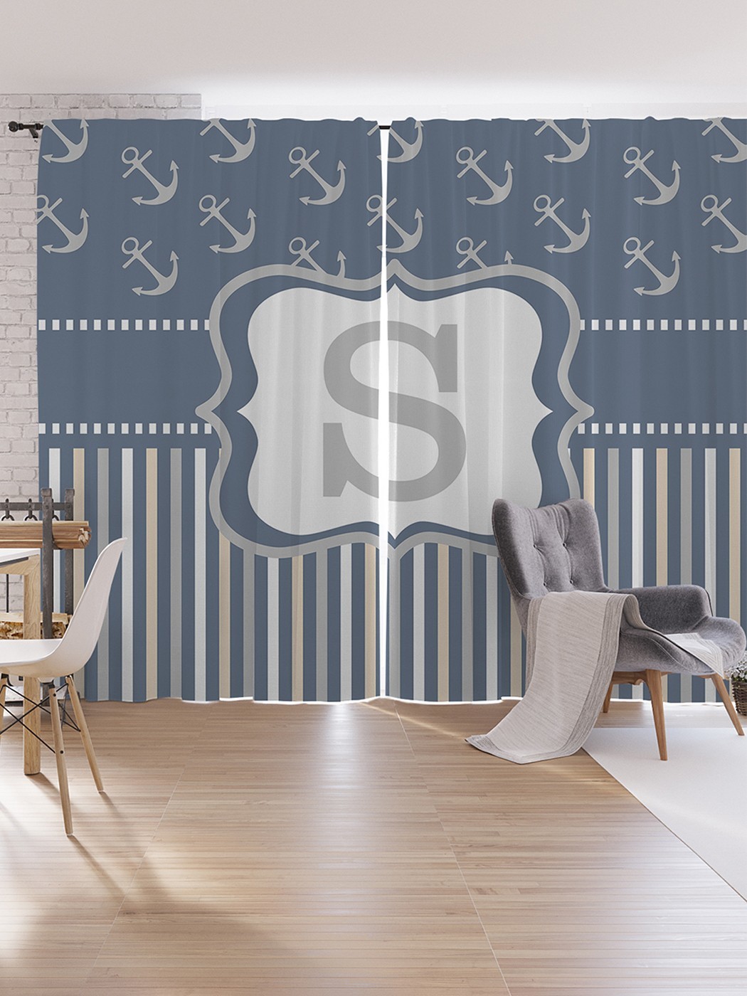 

Шторы под лён JoyArty "Морская s", серия Oxford DeLux, 340х265 см, Морская s