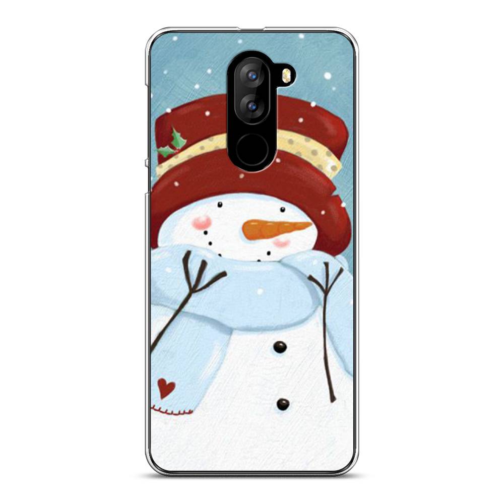 

Чехол на Doogee X60L "Застенчивый снеговик", Голубой;белый;красный, 220550-5