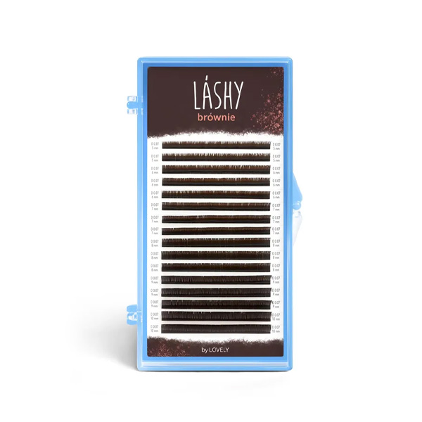 Ресницы темно-коричневые LASHY Brownie - 16 линий - MIX D 0.10 7-12mm