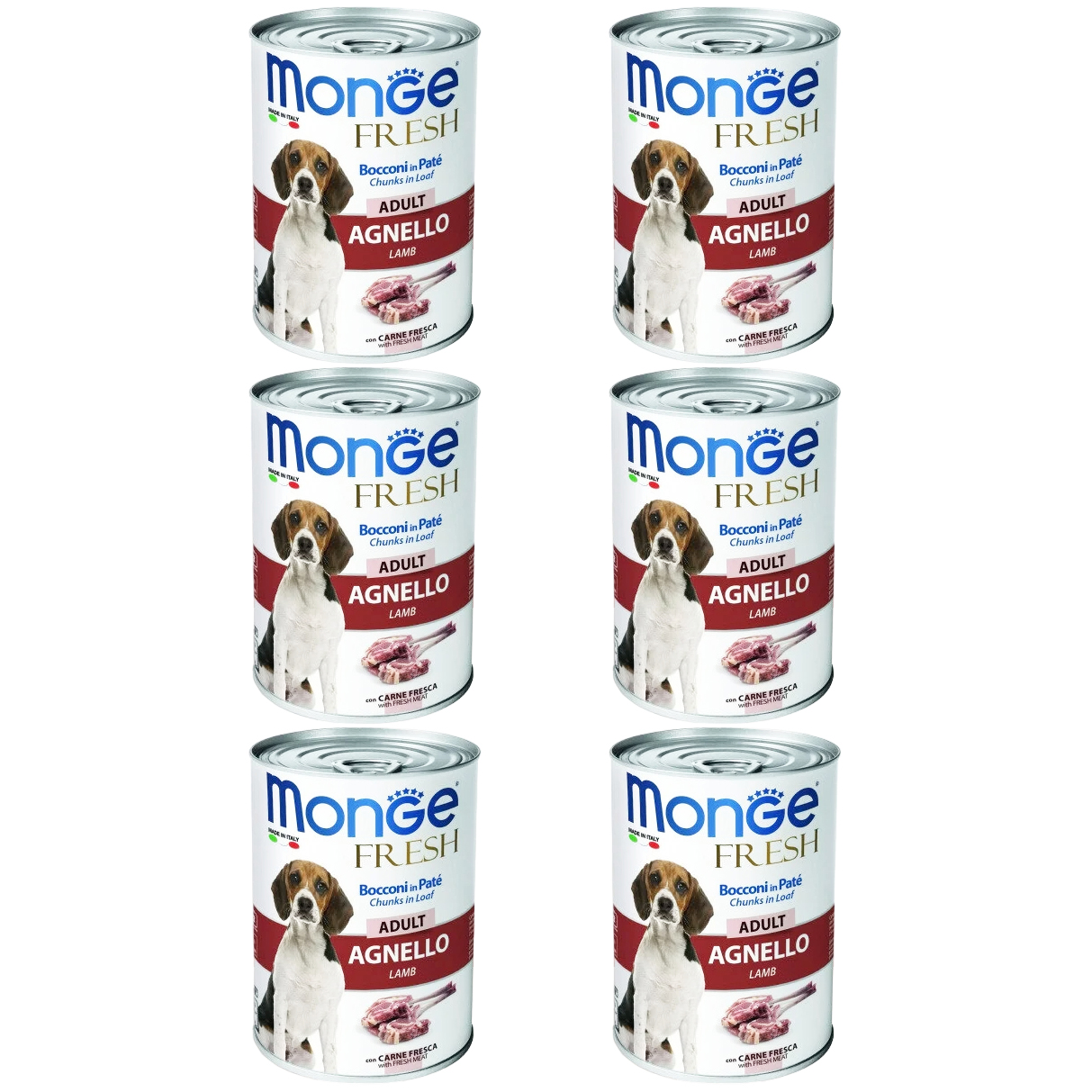 Консервы для собак Monge Dog Fresh Chunks in Loaf, ягненок, 12шт по 400г