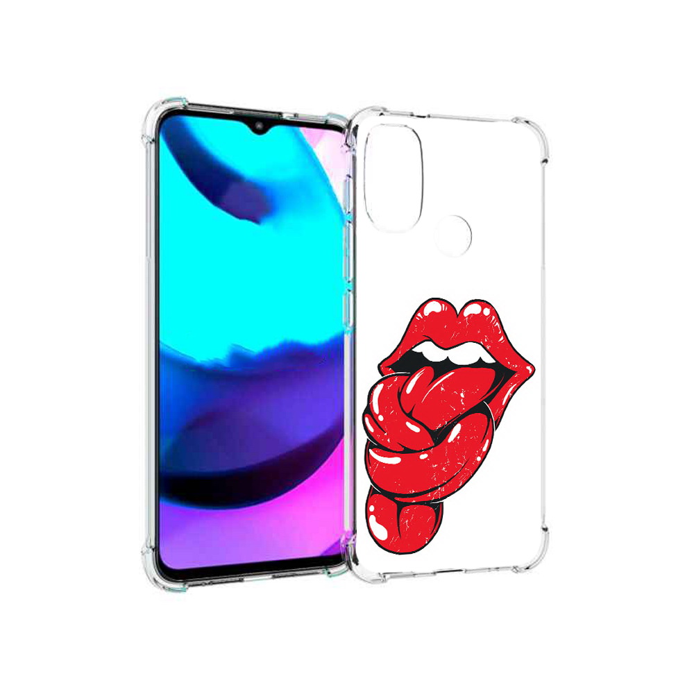 

Чехол MyPads Tocco для Motorola Moto E20 яркие губы с языком (PT162039.356.705), Прозрачный, Tocco