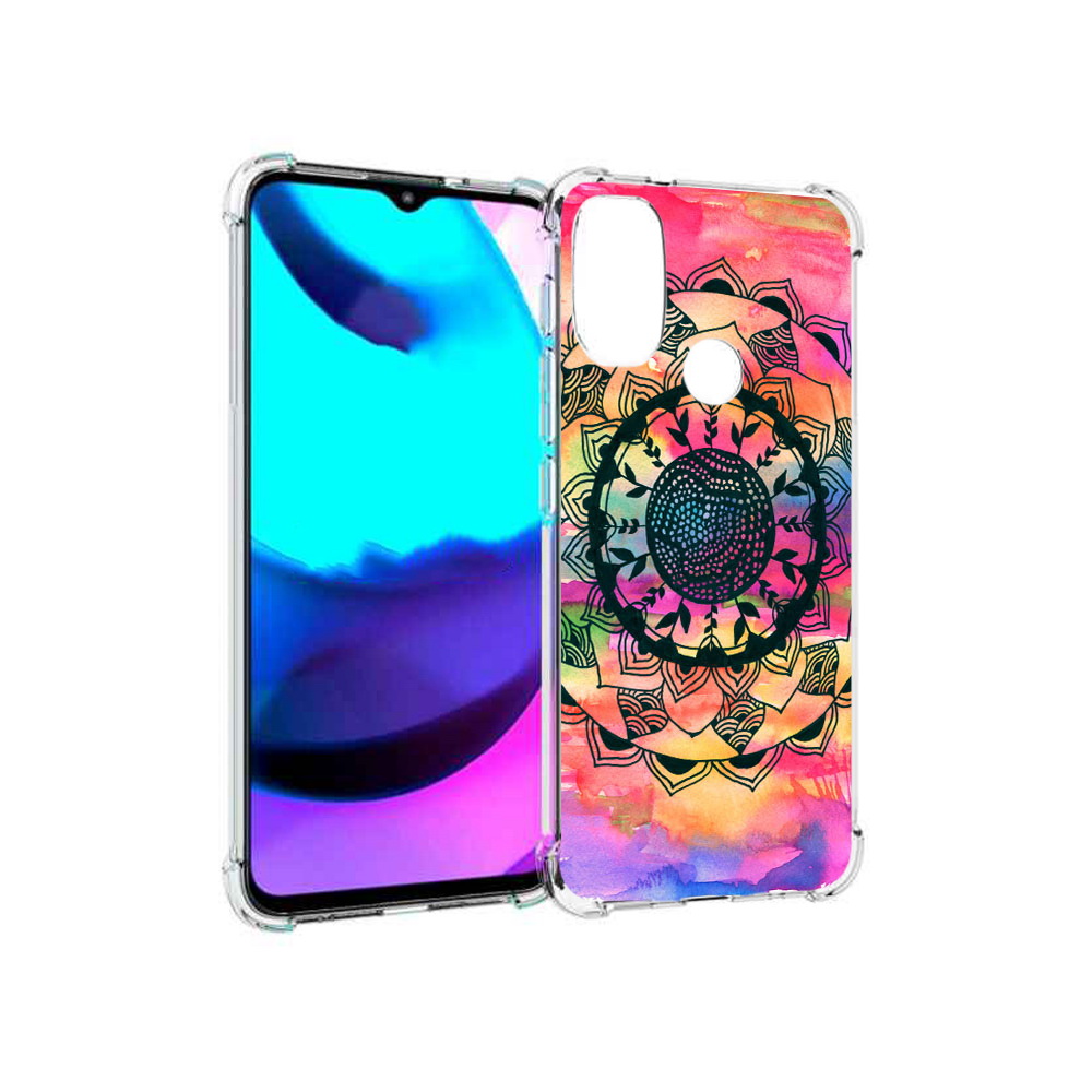 

Чехол MyPads Tocco для Motorola Moto E20 яркая абстракция круглый цветок, Прозрачный, Tocco