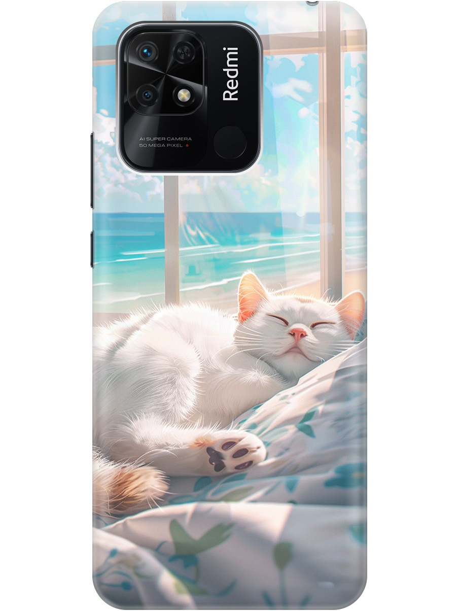 

Силиконовый чехол на Xiaomi Redmi 10C с принтом "Отдыхающий котик", Прозрачный;белый;голубой, 736538712