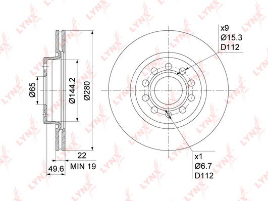 

Тормозной диск LYNXauto передний для Audi A3 03-13/Skoda Octavia 04-13 BN1200
