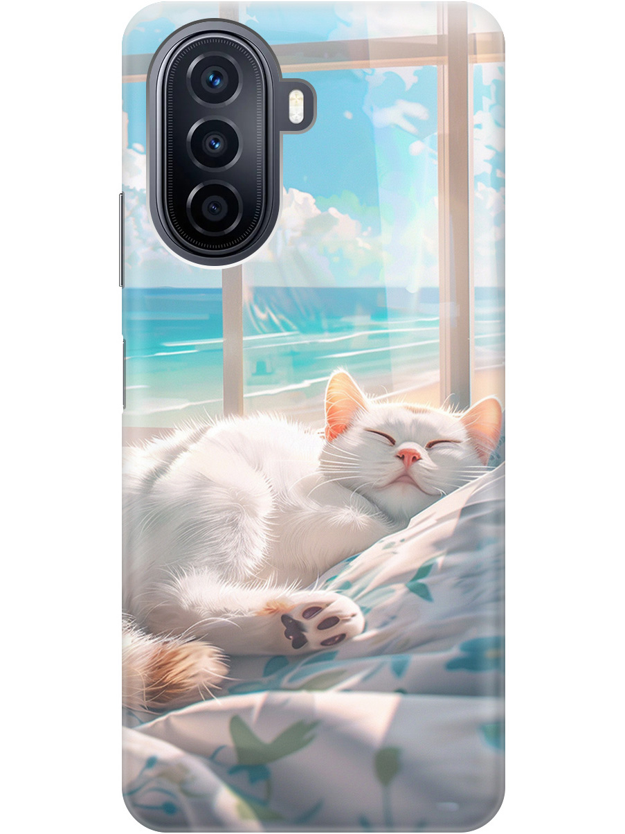

Силиконовый чехол на Huawei nova Y70 с принтом "Отдыхающий котик", Прозрачный;белый;голубой, 740133412