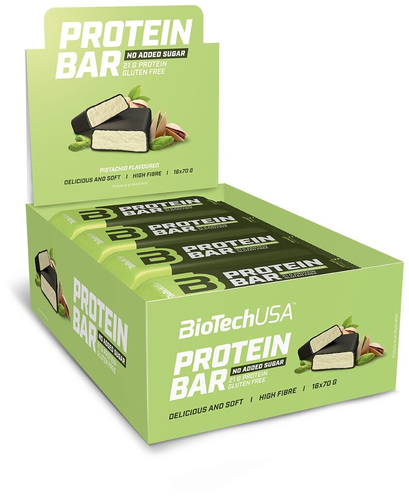 

Протеиновый батончик BioTechUSA Protein Bar 16*70 г фисташковый, Protein Bar