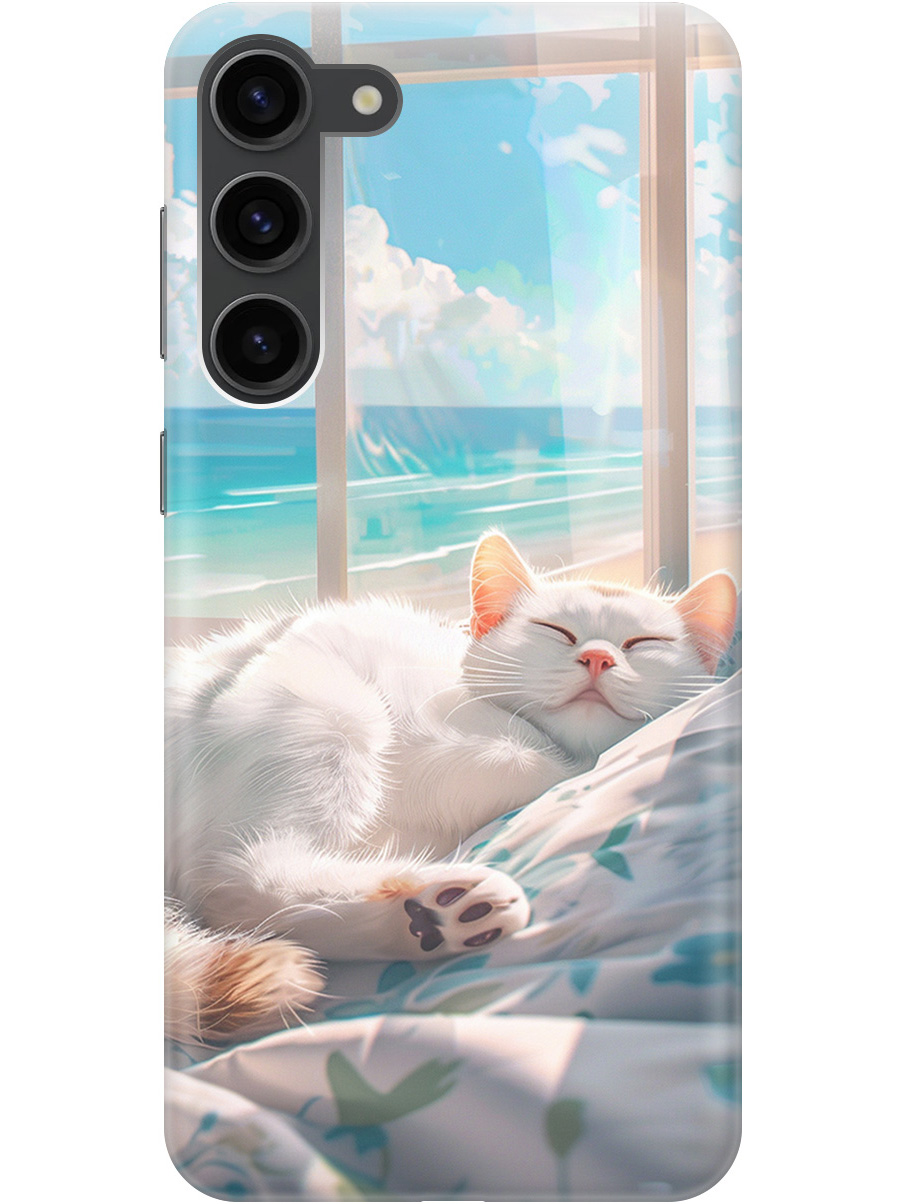 

Силиконовый чехол на Samsung Galaxy S23+ с принтом "Отдыхающий котик", Прозрачный;белый;голубой, 767959312