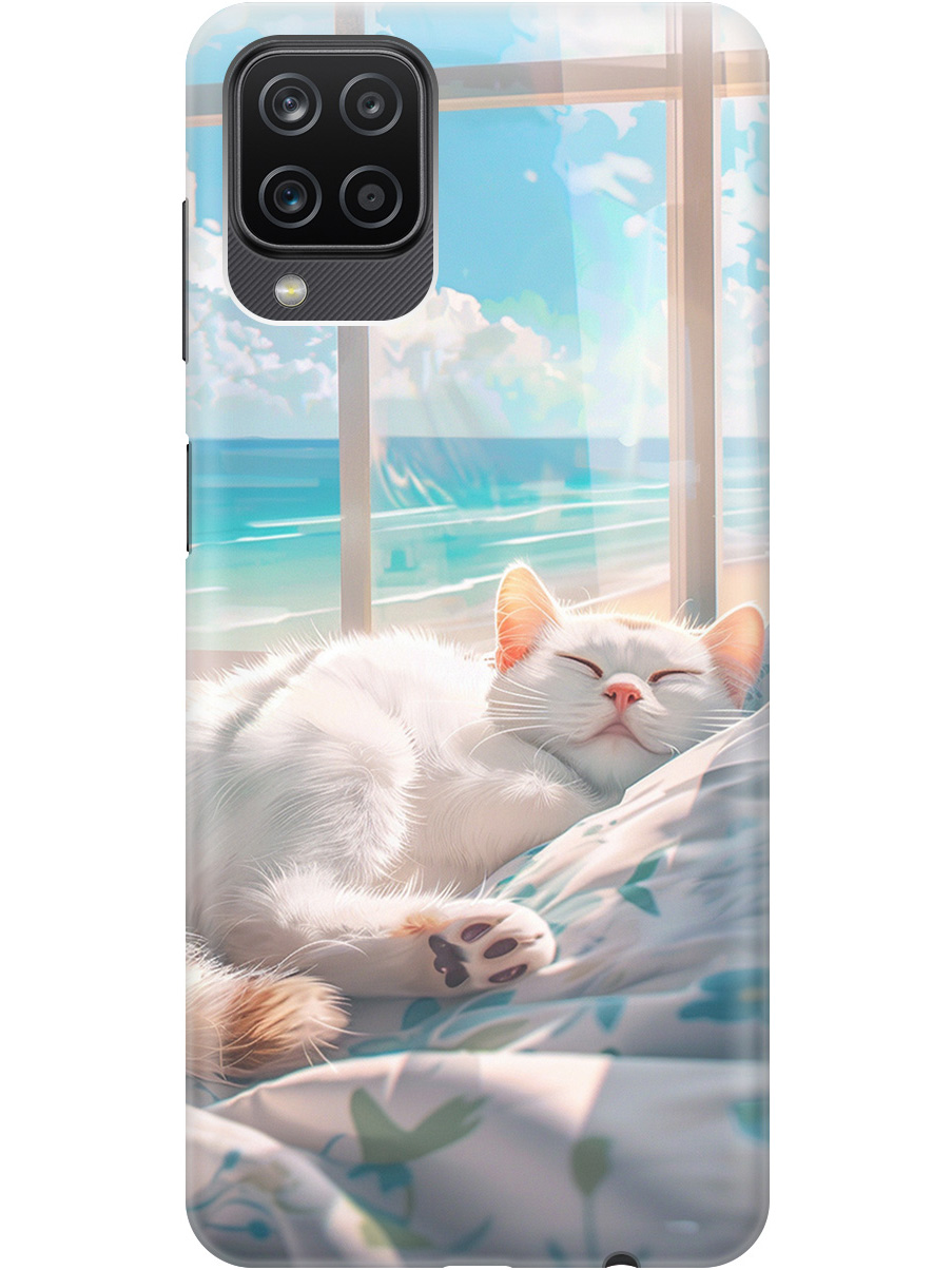 

Силиконовый чехол на Samsung Galaxy A12 / M12 с принтом "Отдыхающий котик", Прозрачный;белый;голубой, 723602812