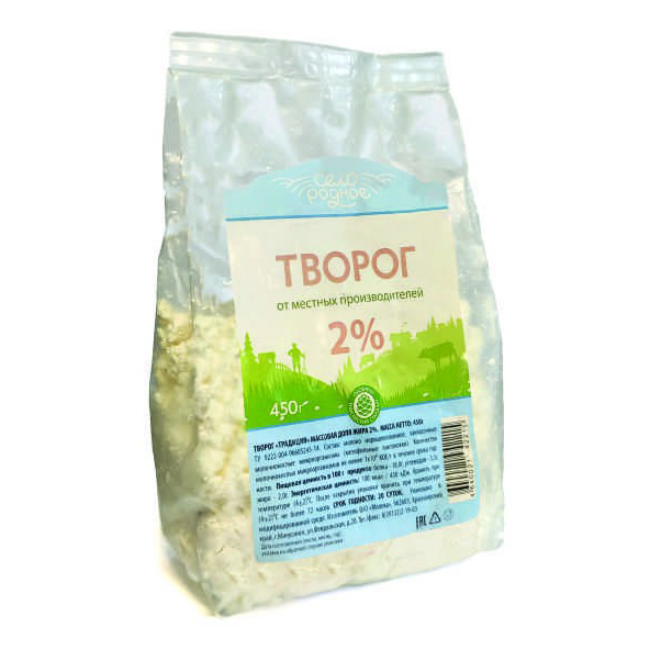 

Творог Село Родное полужирный 2% БЗМЖ 450 г