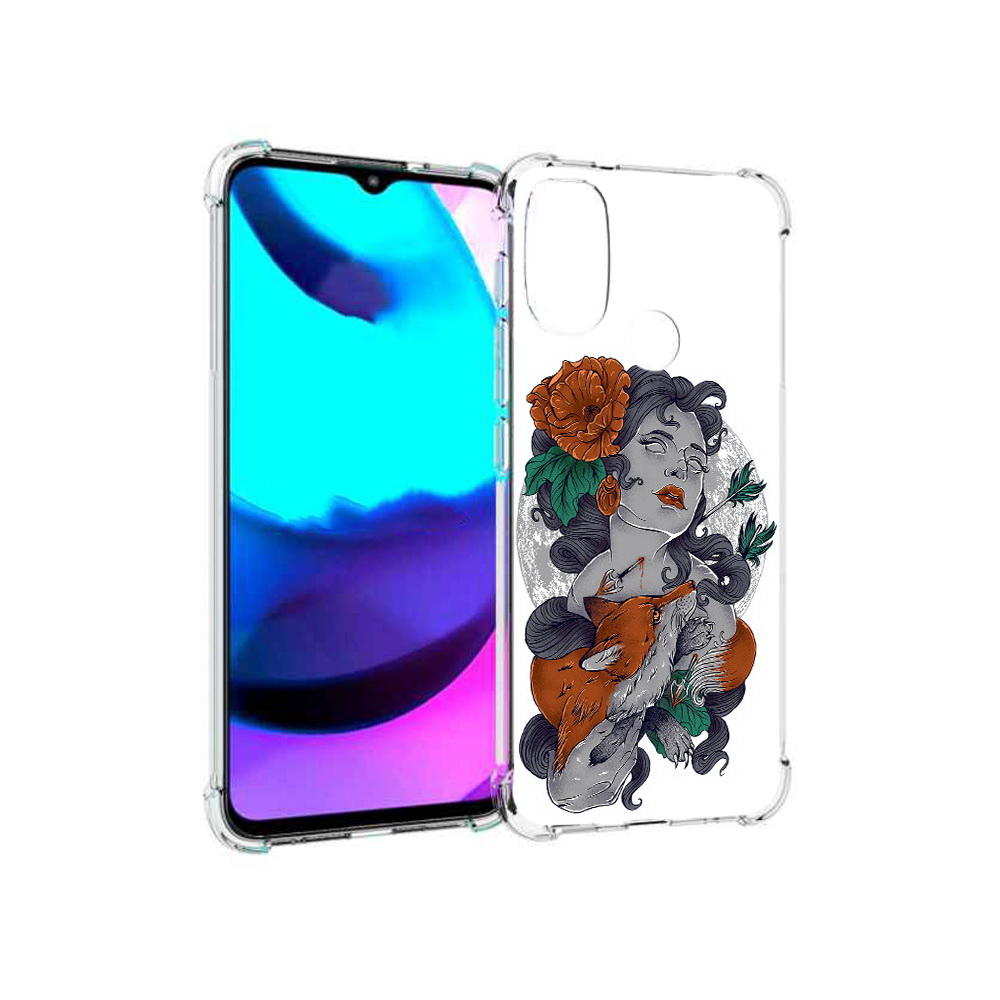 

Чехол MyPads Tocco для Motorola Moto E20 темная девушка с лисой (PT162039.356.639), Прозрачный, Tocco