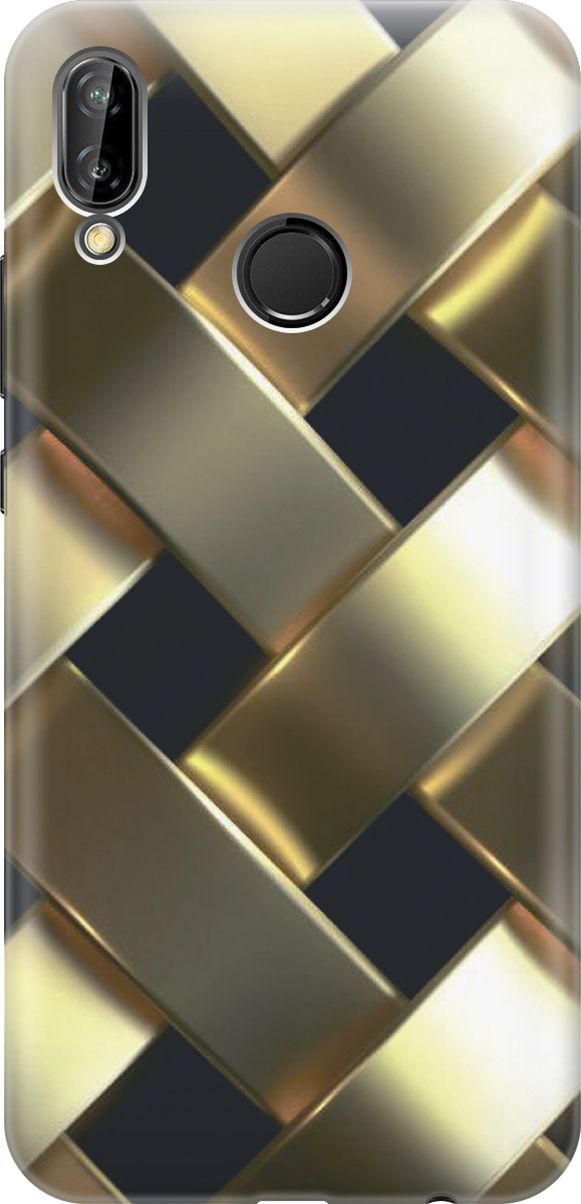 

Чехол на Huawei P20 Lite/Nova 3e "Золотистое плетение", Золотистый;черный, 6552