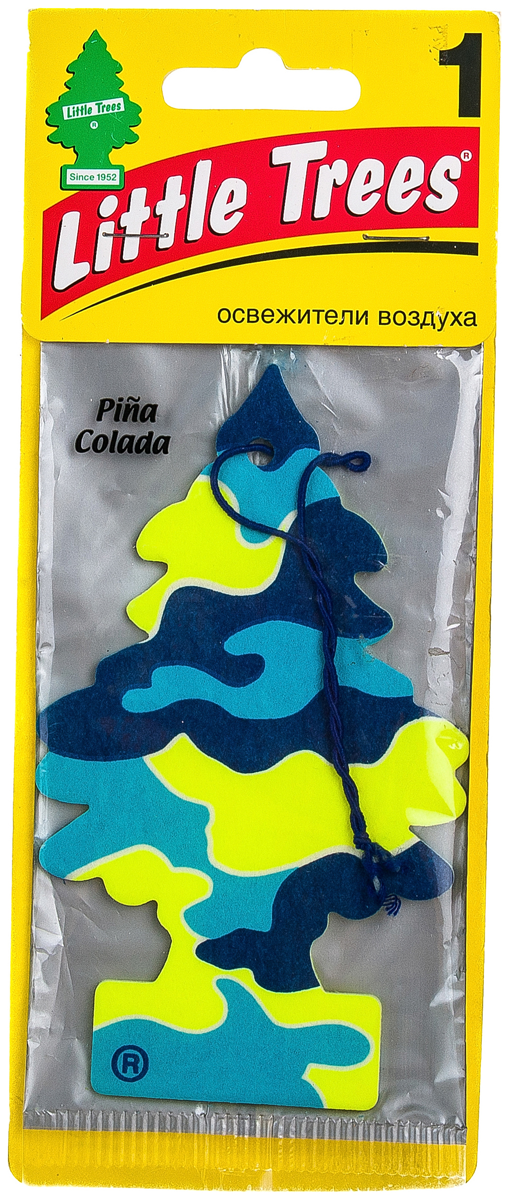 

Ароматизатор подвесной пластина (pina colada) Елочка CAR FRESHNER, Желтый;синий