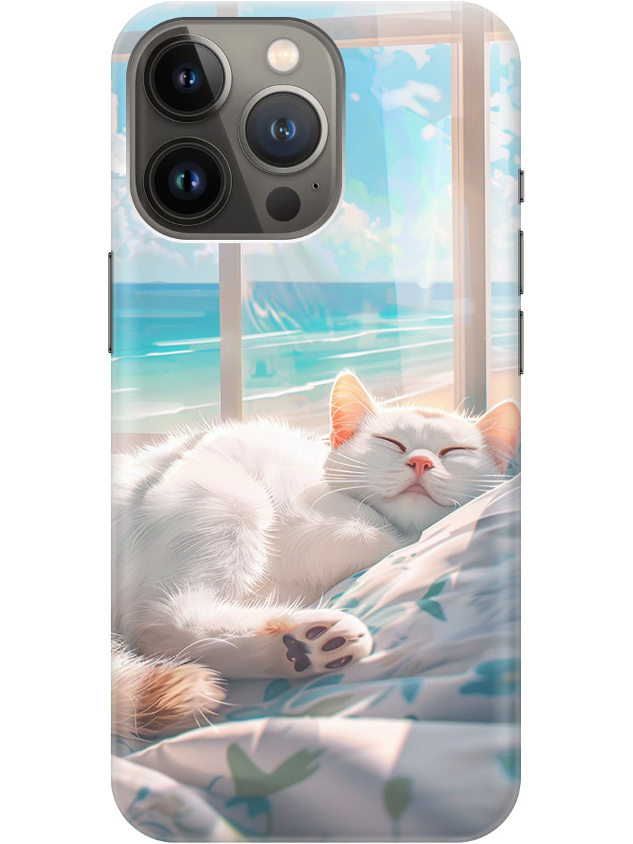 

Силиконовый чехол на Apple iPhone 14 Pro Max с принтом "Отдыхающий котик", Прозрачный;белый;голубой, 745400812
