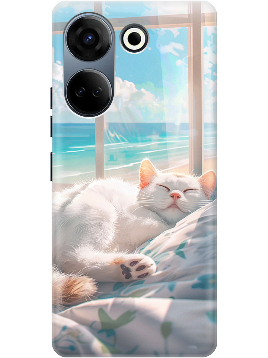 

Силиконовый чехол на Tecno Camon 20 / 20 Pro с принтом "Отдыхающий котик", Прозрачный;белый;голубой, 772566012