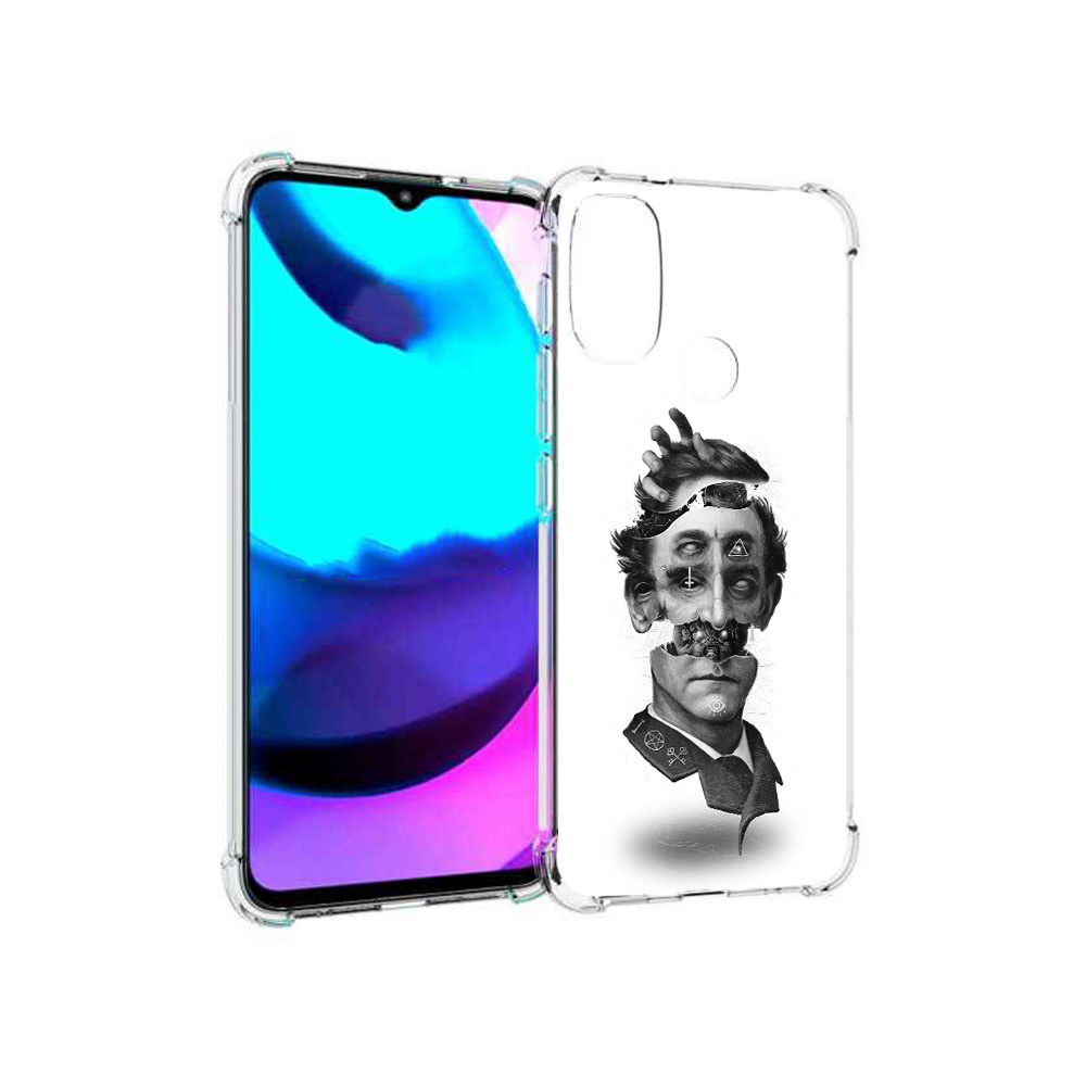 

Чехол MyPads Tocco для Motorola Moto E20 страшное лицо абстракция (PT162039.356.628), Прозрачный, Tocco