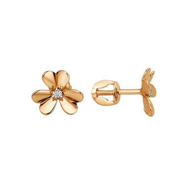 

Серьги пусеты из золота TEO MAORI 8013472-5102, фианит, 8013472-5102