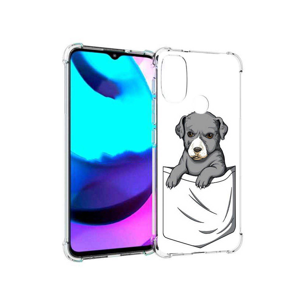 

Чехол MyPads Tocco для Motorola Moto E20 собачка в кармане (PT162039.356.611), Прозрачный, Tocco
