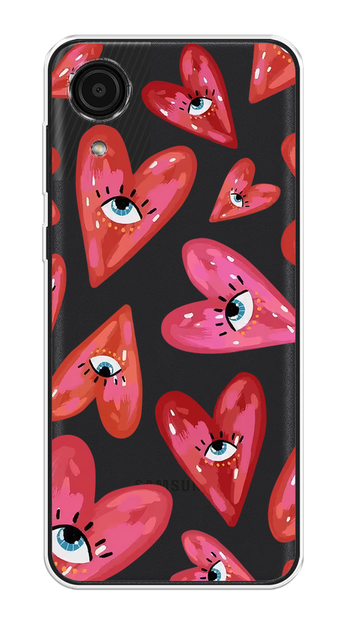 

Чехол на Samsung Galaxy A03 Core "Сердечки с глазами", Коричневый;красный;розовый, 2104750-1