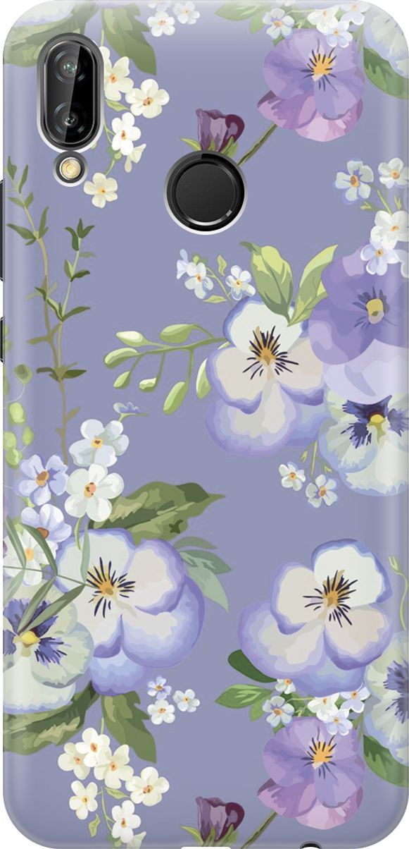 

Чехол на Huawei P20 Lite/Nova 3e "Цветочки на синем фоне", Белый;синий, 6551