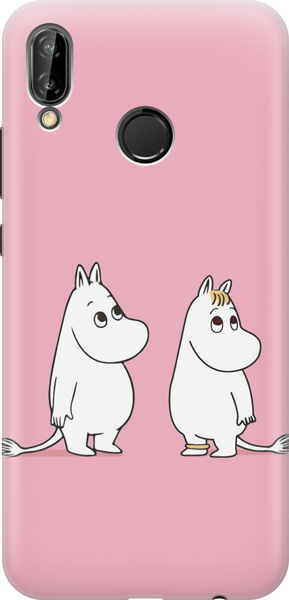 

Чехол на Huawei P20 Lite/Nova 3e "Муми-тролли на розовом", Белый;розовый, 6551