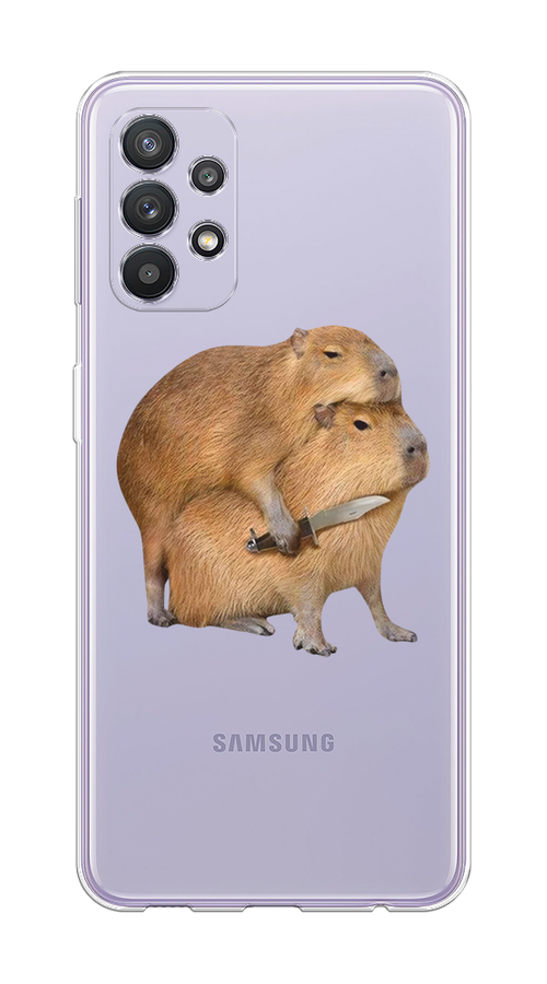 

Чехол на Samsung Galaxy A32 "Капибара с ножом", Бежевый, 2102050-1