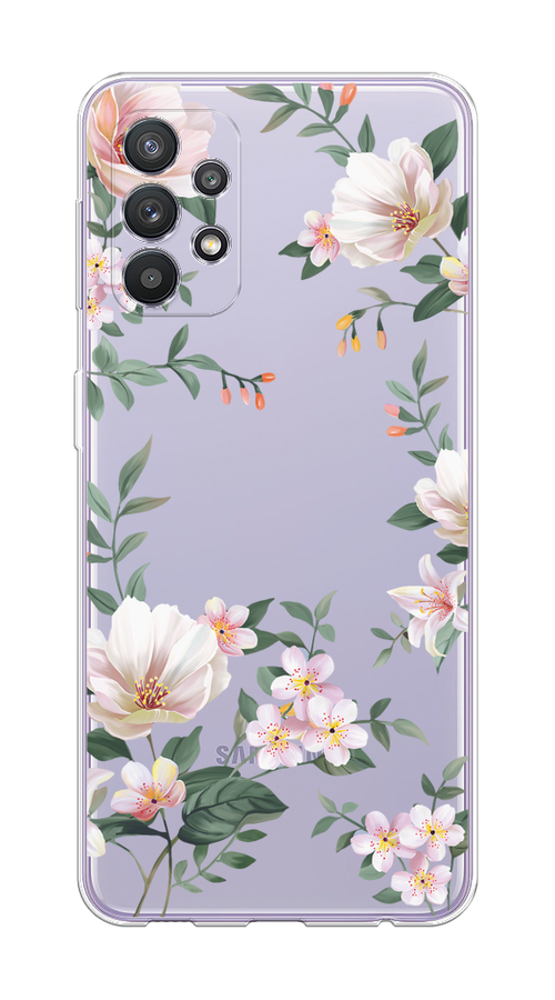 

Чехол на Samsung Galaxy A32 "Beautiful white flowers", Бежевый;зеленый, 2102050-1