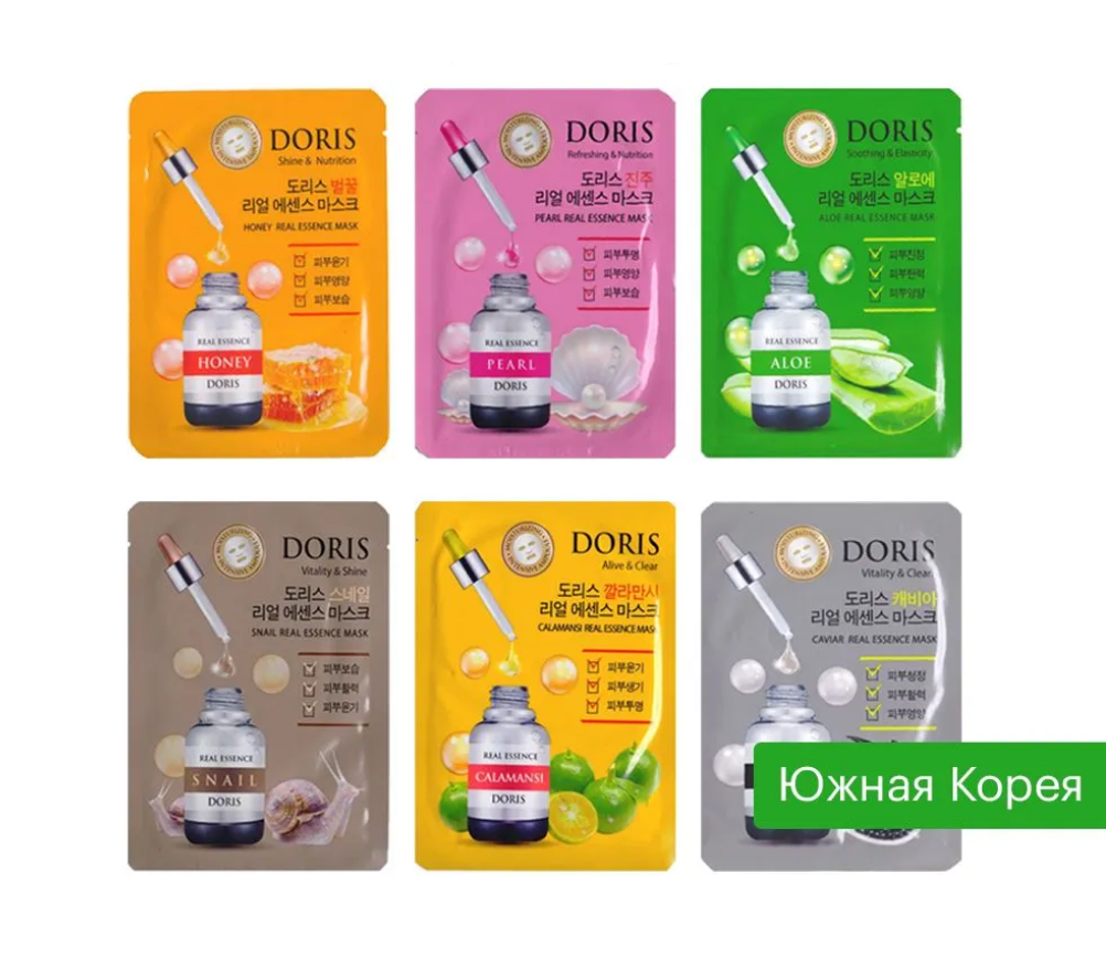 Набор Тканевых Масок Doris Real Essence Mask 6 Шт