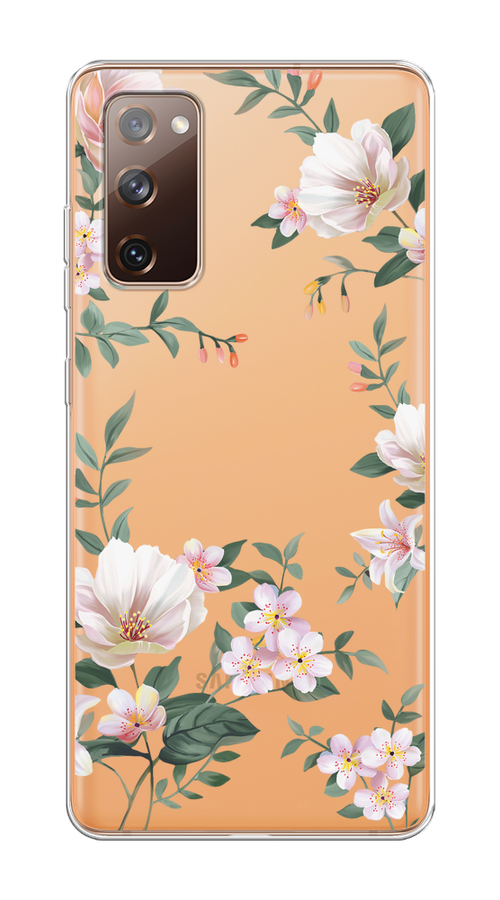 

Чехол на Samsung Galaxy S20 FE "Beautiful white flowers", Бежевый;зеленый, 2101350-1