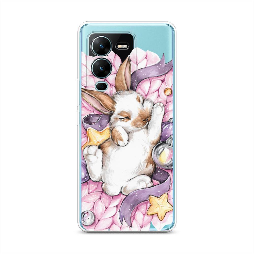 

Чехол на Vivo V25 Pro 5G "Кролик спит", Розовый;белый, 267450-5