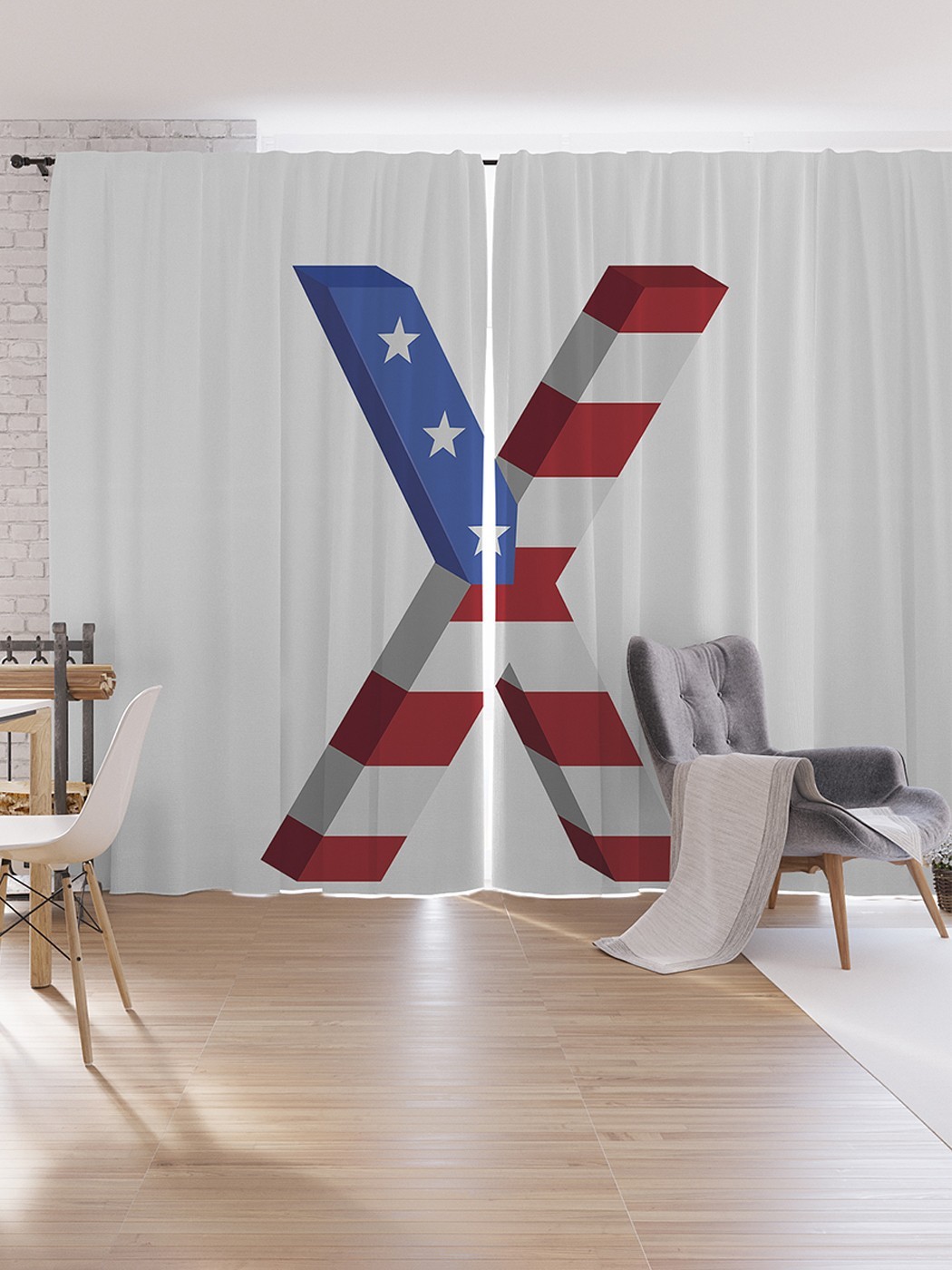 

Шторы под лён JoyArty "Американская x", серия Oxford DeLux, 340х265 см, Американская x