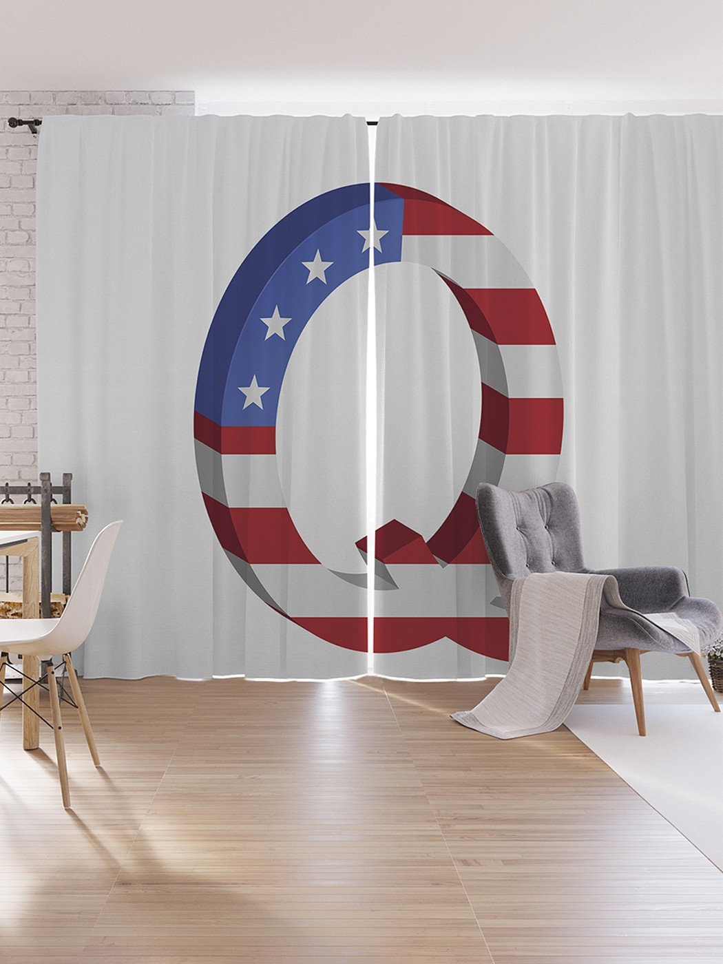 

Шторы под лён JoyArty "Американская q", серия Oxford DeLux, 340х265 см, Американская q