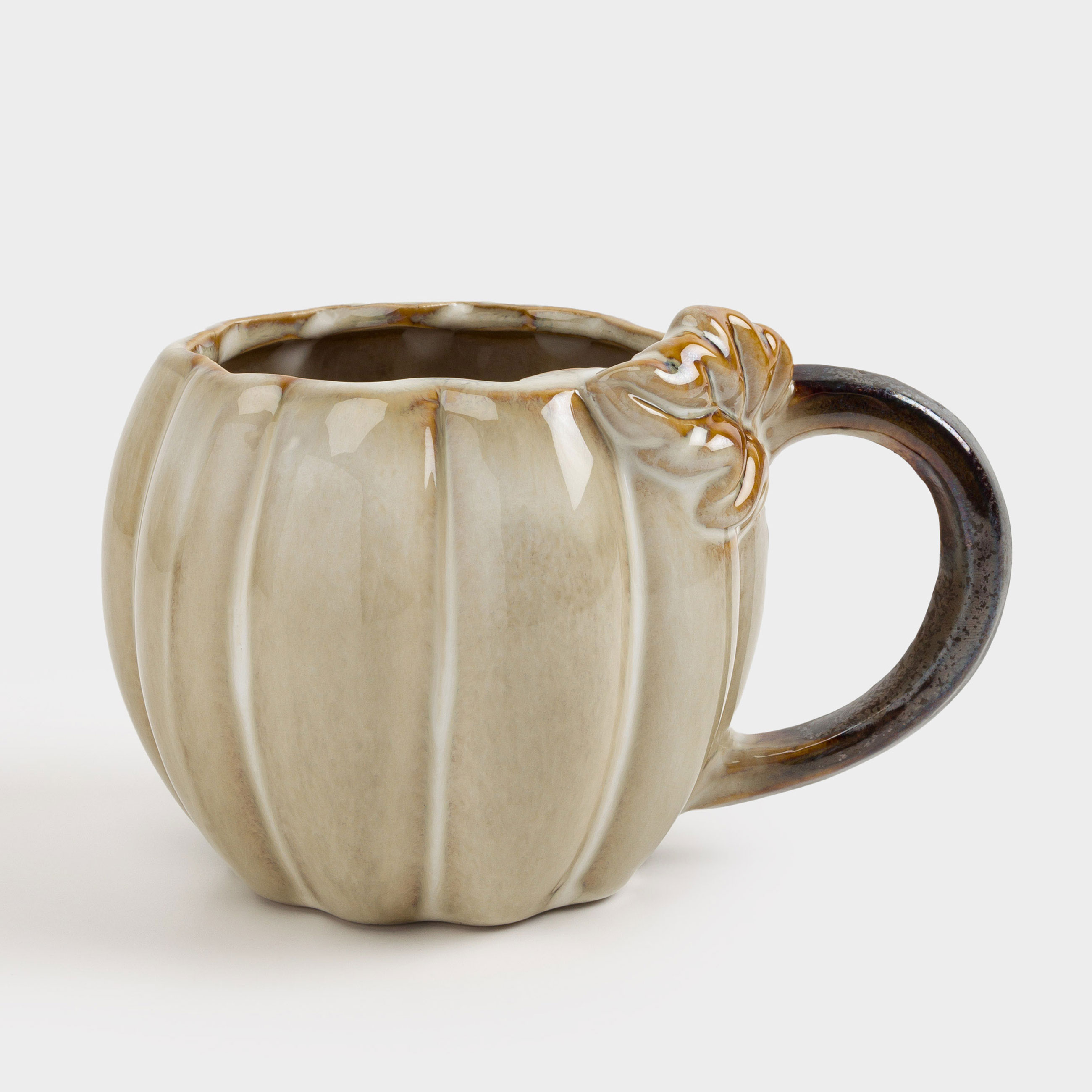 

Кружка, 560 мл, керамика, молочно-коричневая, Тыква с листом, Pumpkin velir