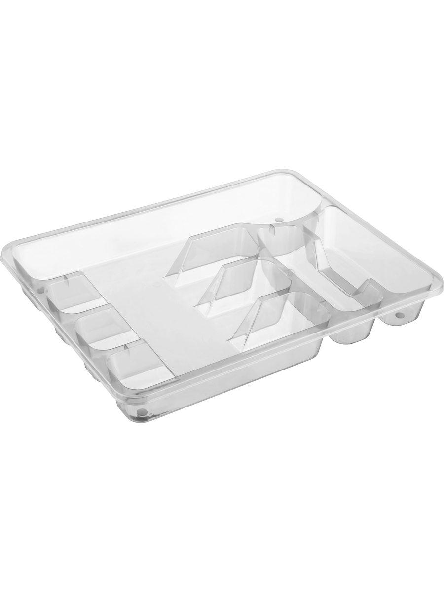 

Лоток для столовых приборов PROFF с разделителями прозрачный пластик 380х300х50 мм 1 шт