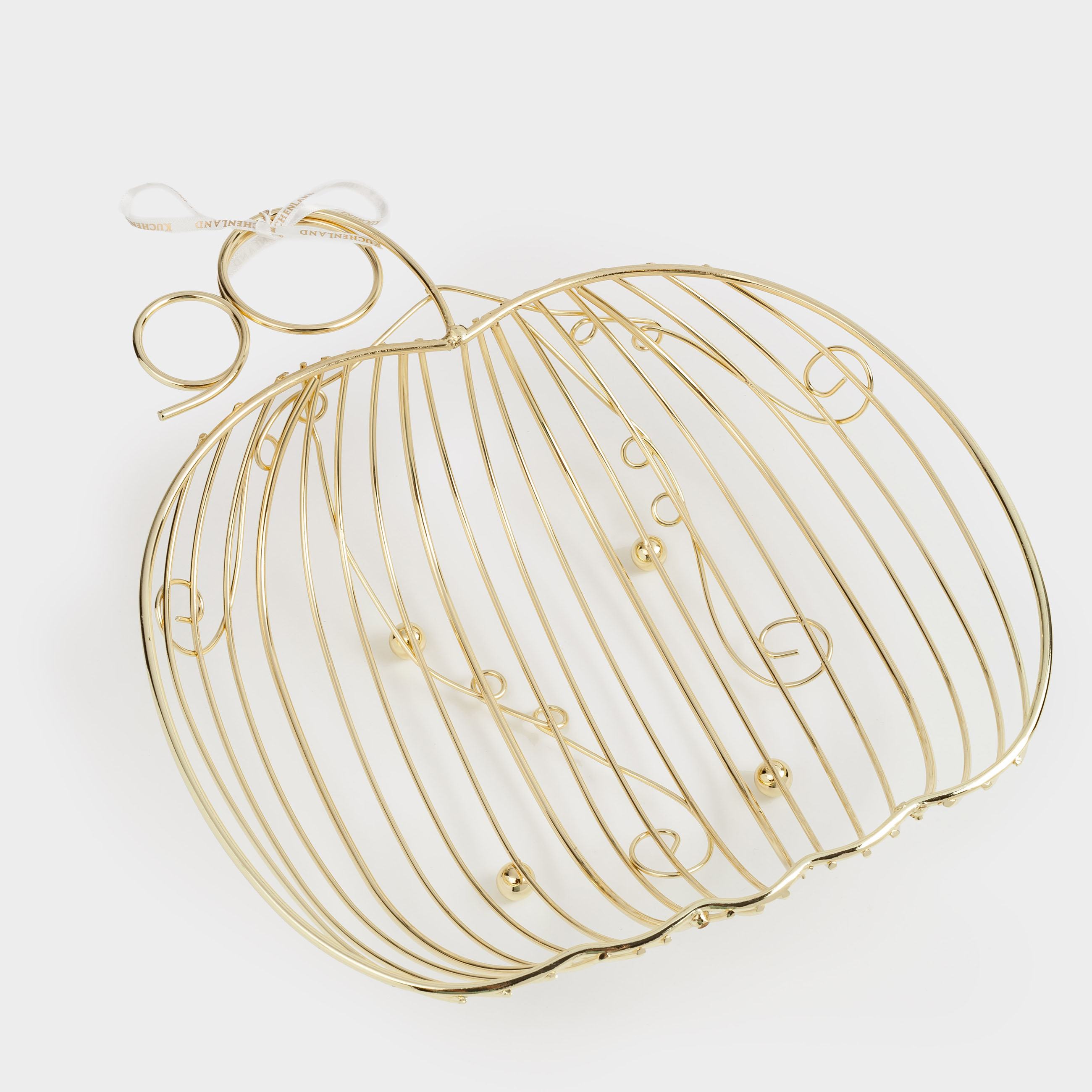 

Корзина для фруктов, 29 см, металл, золотистая, Тыква, Twist gold