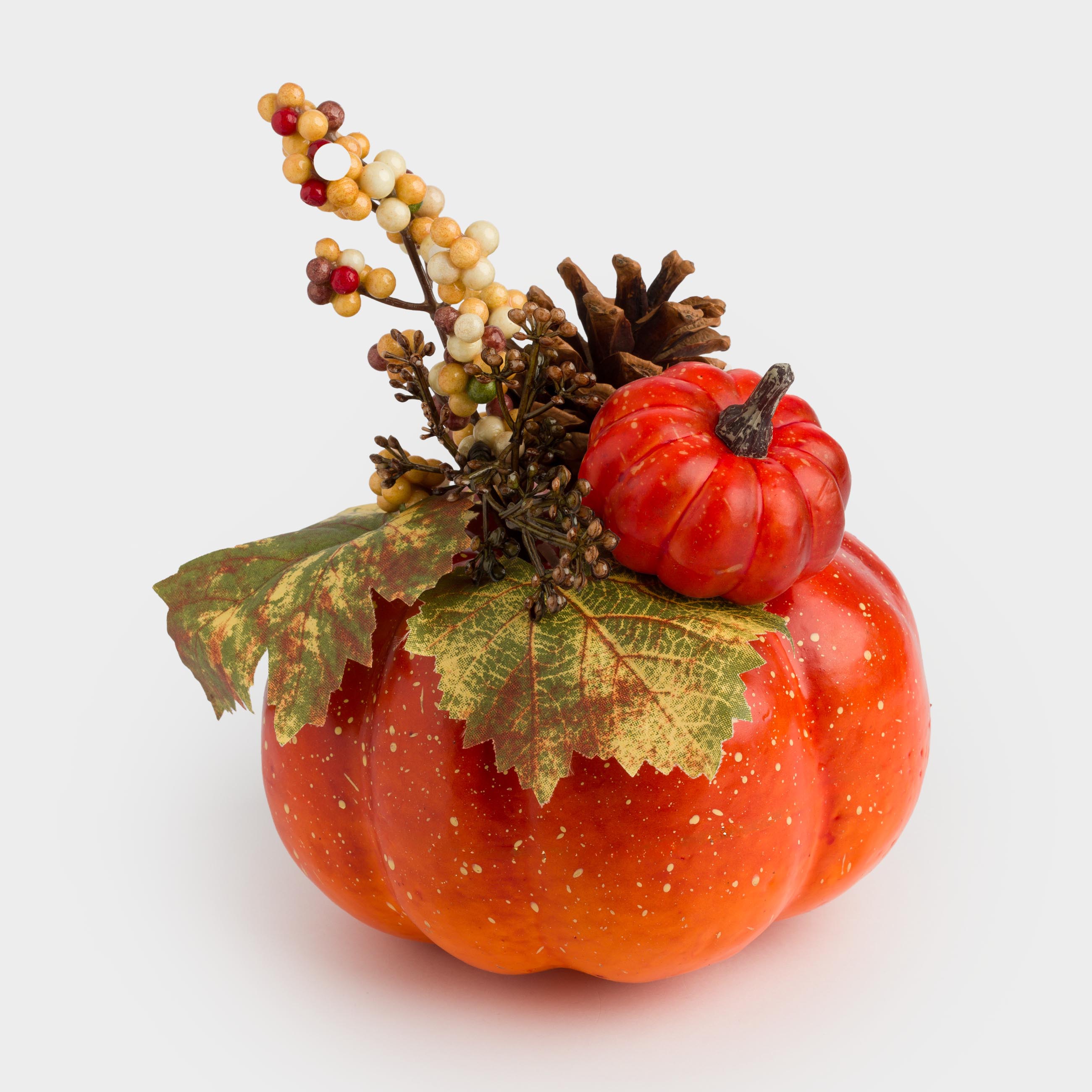 

Композиция декоративная, 20 см, пенопласт, Оранжевая тыква и шишка, Forest symphony decor, Оранжевый