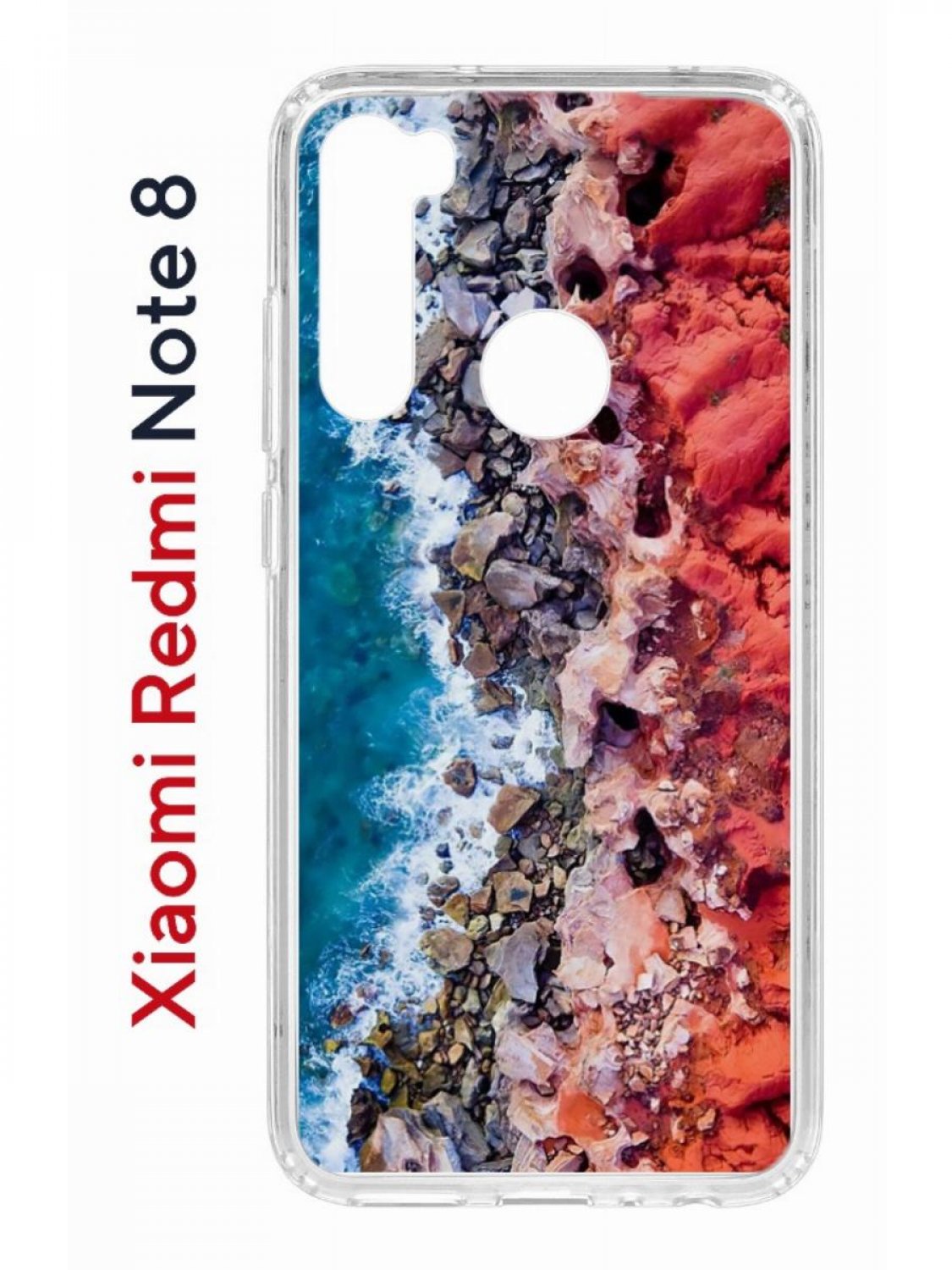 

Чехол на Redmi Note 8 Kruche Print Морской берег,противоударный бампер,с защитой камеры, Прозрачный;красный;голубой;бежевый, Ксиоми Редми Нот 8