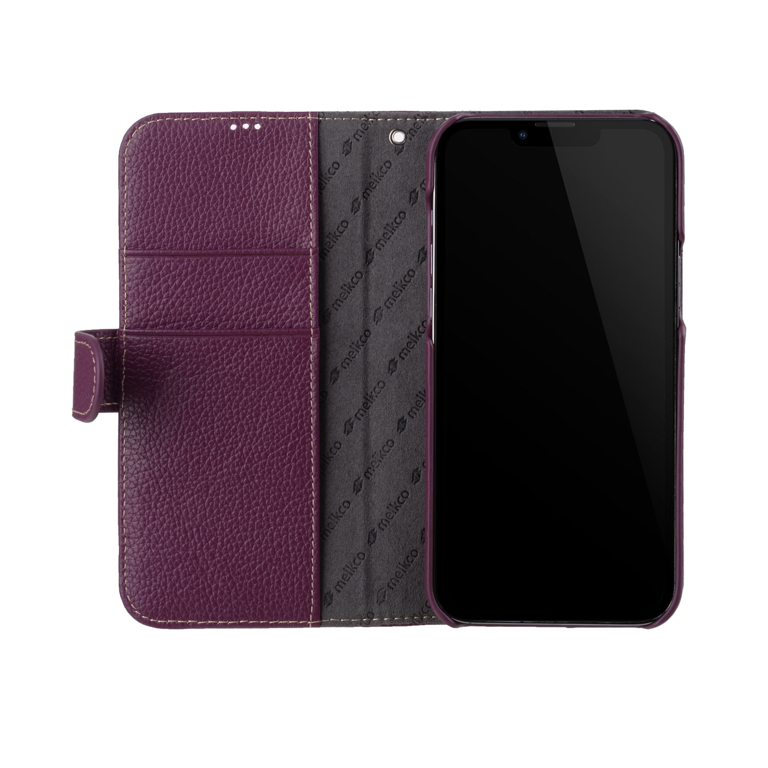 фото Кожаный чехол книжка melkco для apple iphone 14 pro max - wallet book type, сиреневый