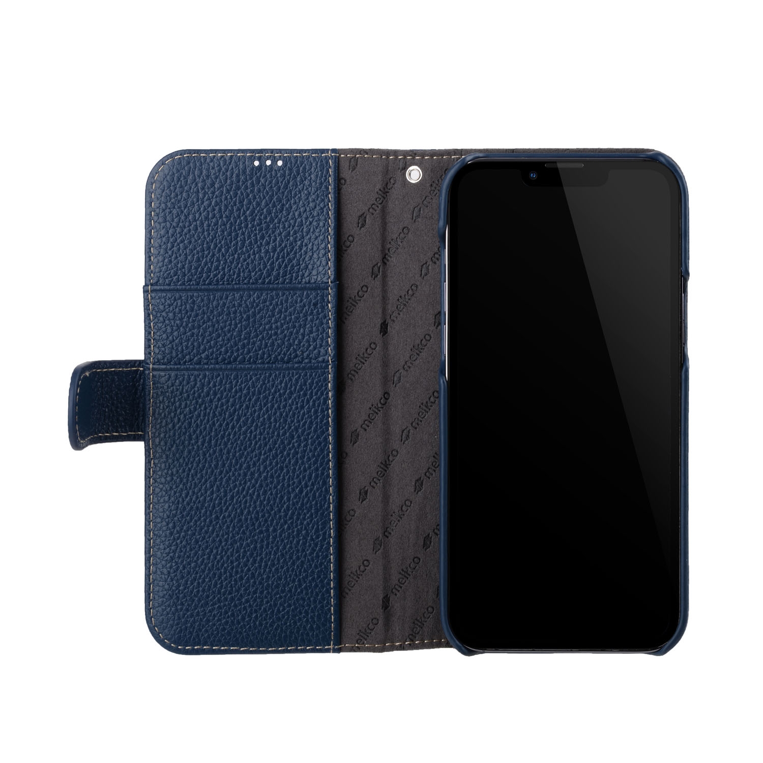 фото Кожаный чехол книжка melkco для apple iphone 14 pro max - wallet book type, темно-синий