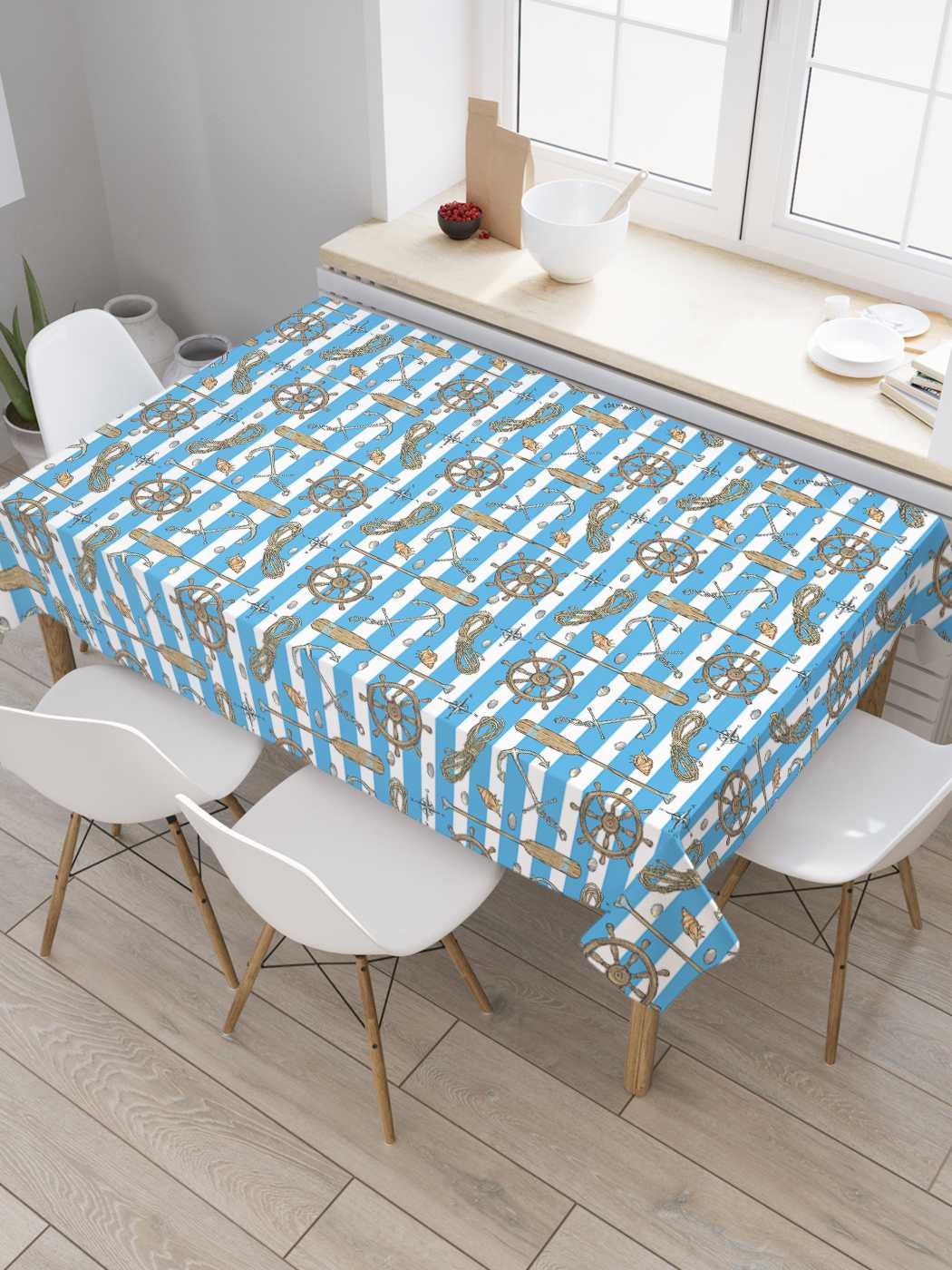 

Скатерть прямоугольная JoyArty "Море крушений" из сатена, 180x145 см, Синий, Море крушений