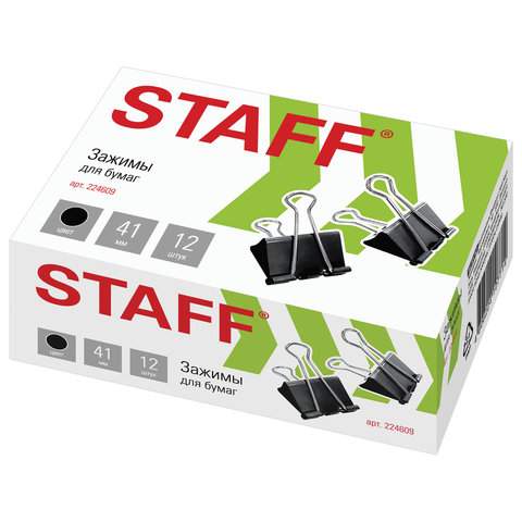 Зажимы для бумаг Staff 224609, 41 мм., 12 штук (5 упаковок)