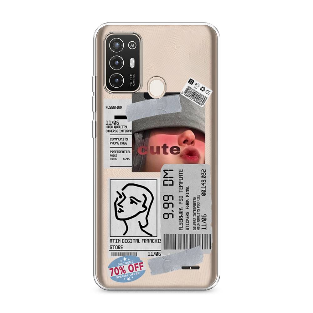 

Чехол на ZTE Blade A52 "Cute girl collage", Розовый;серый;голубой, 136250-6