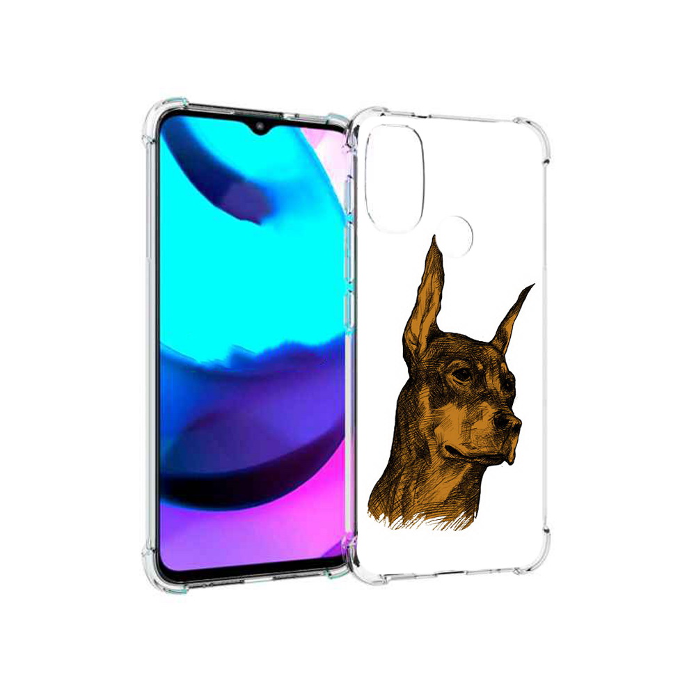 

Чехол MyPads Tocco для Motorola Moto E20 скетч доберман (PT162039.356.605), Прозрачный, Tocco