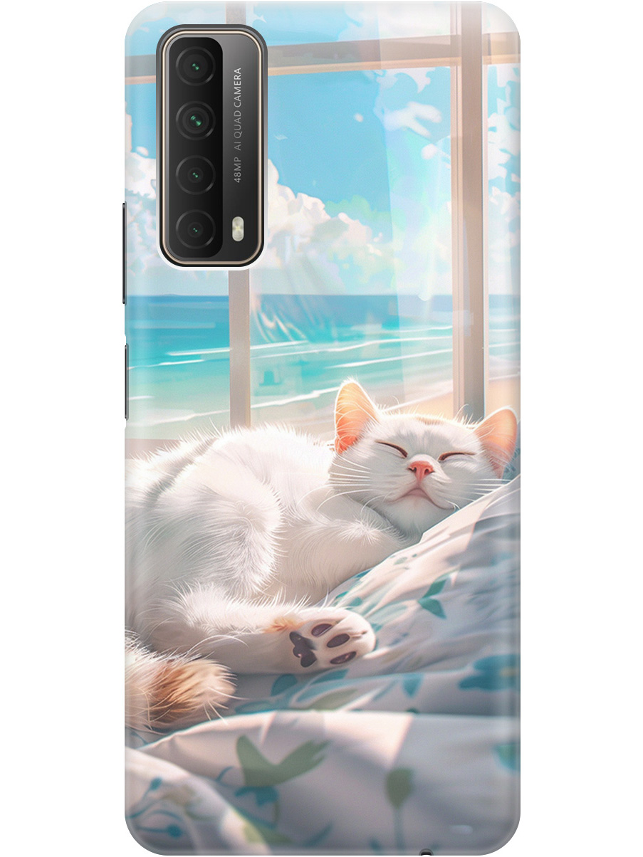 

Силиконовый чехол на Huawei P Smart (2021) с принтом "Отдыхающий котик", Прозрачный;белый;голубой, 723603012