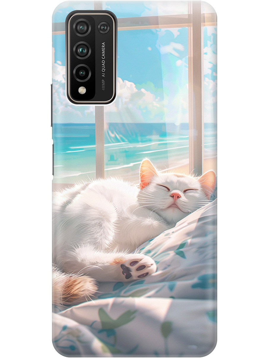 

Силиконовый чехол на Honor 10x Lite с принтом "Отдыхающий котик", Прозрачный;белый;голубой, 723565512