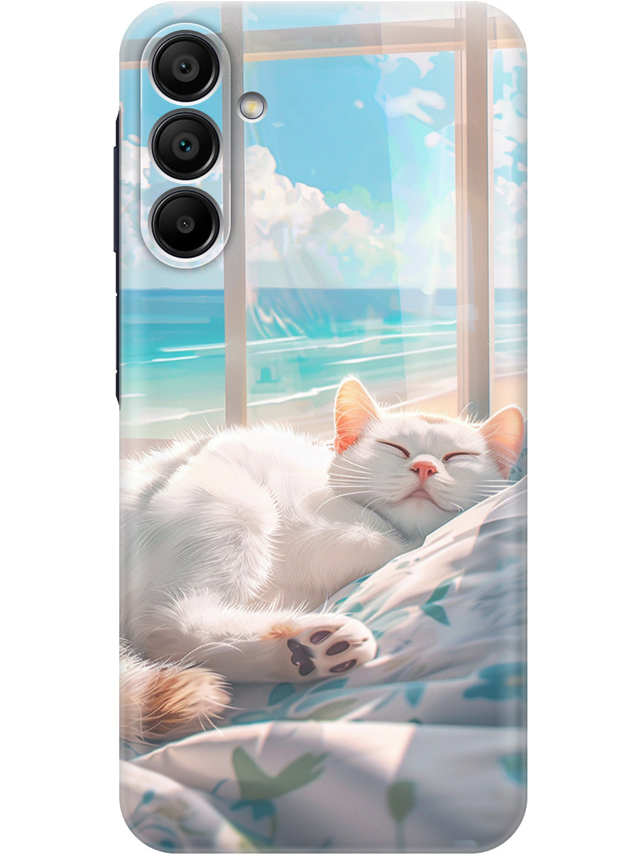 

Силиконовый чехол на Samsung Galaxy A15 с принтом "Отдыхающий котик", Прозрачный;белый;голубой, 780484512