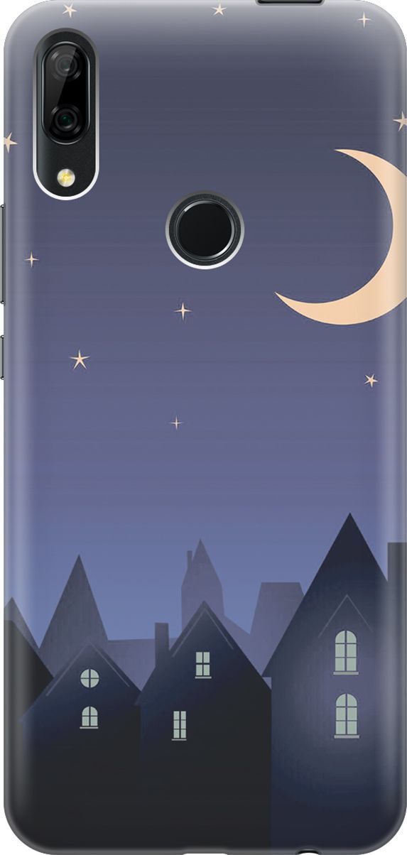 

Чехол на Honor 9X/9X Premium/Huawei P Smart Z/Y9 Prime (2019) "Месяц над городом", Синий;черный, 6425