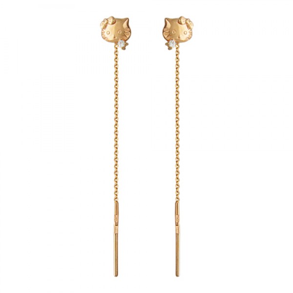 

Серьги из красного золота Эстет 01С117248, фианит, 01С117248