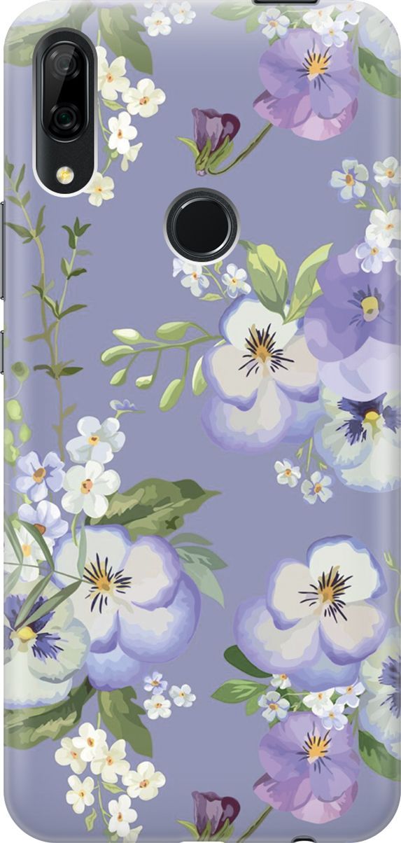 

Чехол на Honor 9X/Huawei P Smart Z/Y9 Prime (2019) "Цветочки на синем фоне", Белый;синий, 6423