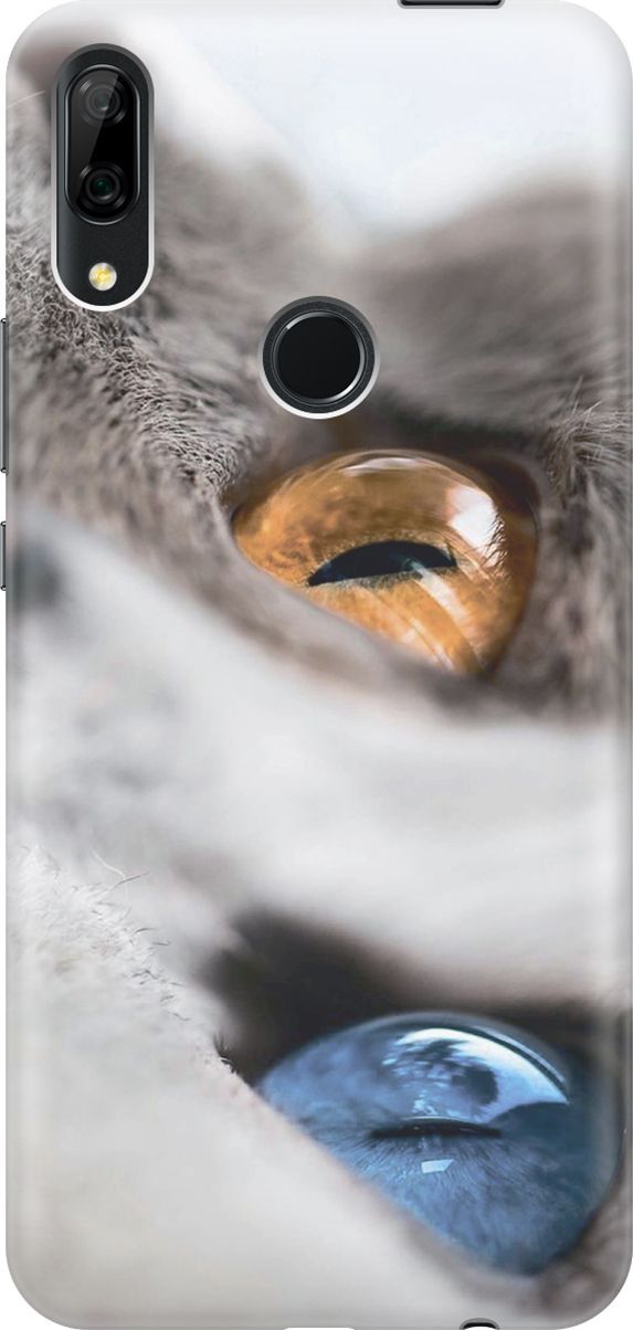 

Чехол на Honor 9X/Huawei P Smart Z/Y9 Prime (2019) "Кот с разноцветными глазами", Голубой;серый, 6422