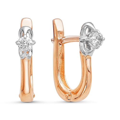 

Серьги из красного золота Бриллианты Костромы 02-2385, бриллиант, 02-2385